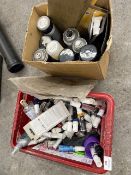 *Two Boxes of Assorted Aerosols, Paints, etc.