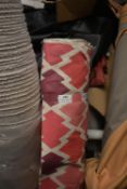 *~18m x 1.4m Roll of Ecru and Pink Design Fabric