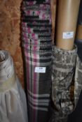 *~4m x 1.4m Roll of Upholstery Fabric in Checked Grey & Pink