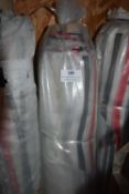 *~38m x 1.3m Roll of Ecru Georgette Fabric with Red & Charcoal Design