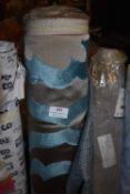 *~8m x 1.4m Roll of Aqua & Beige Floral Design Chenille Fabric