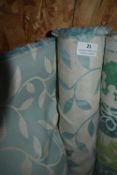 *~7m x 1.4m Roll of fabric with Pale Aqua Floral on Ecru