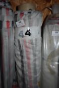 *~38m x 1.3m Roll of Ecru Georgette Fabric with Red & Charcoal Design
