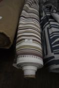 *22m x 1.4m Roll of Dusky Pink & Olive Green Printed Stripe cotton Fabric
