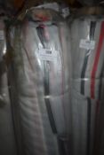 *~38m x 1.3m Roll of Ecru Georgette Fabric with Red & Charcoal Design