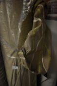*~40m x 1.4m wide Roll of Taupe with Pale Olive & Ecru Design Heavy Upholstery Fabric