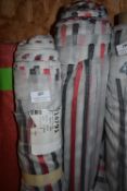 *~20m x 1.3m Roll of Ecru Georgette Fabric with Red & Charcoal Design