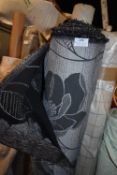 *~5m x 1.4m Roll of Charcoal & Silver Grey Floral & Leaf Design Fabric