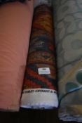 *~18m x 1.4m Roll of Blue & Burgundy Aztec Style Printed Fabric in