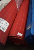 *~30m x 1.4m Roll of Bright Red Geometric Design Upholstery Fabric
