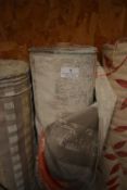 *~27m x 1.4m Roll of Burnt Senna & Beige Patterned Upholstery Fabric