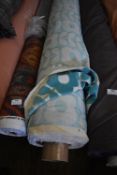 *~20m x 1.4m Roll of Aqua & Ecru Brushed Floral Design Upholstery shaneel velvet Fabric