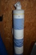 *15m x1.4m wide Roll of Ecru & Pale Blue Stripe Crepe Fabric