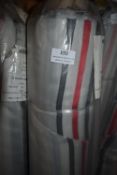 *~38m x 1.3m Roll of Ecru Georgette Fabric with Red & Charcoal Design