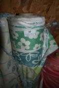 *20m x 1.4m wide Roll of Fabric with Green & Aqua Printed Floral Design