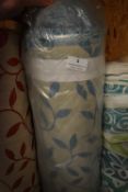 *~32m x 1.4m Roll of Aqua & Beige Leaf Design Upholstery Fabric