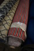 *~12m x 1.4m Roll of Dusky Pink & Red Stripe Fabric