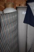 *~12m x 1.4m Roll of Taupe, Aqua, and Beige Check Upholstery Fabric