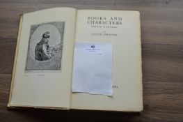 Books and Characters by Litton Strachey First Edition, Published by Chatto & Winduss 1922