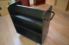 Three Tier Double Sided Black Ash Book Trolley