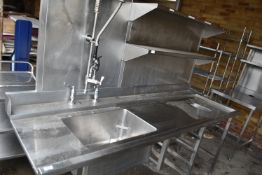 *Stainless Steel Sink Unit with Two Shelves and Tap 220x75cm x 180cm tall