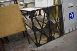 Two Sets of Metal Framed Three Tier Shelving with Wood Shelves 120x35cm x 80cm tall