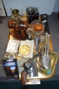 Collectibles Including Vintage Table Lamp, Salt &