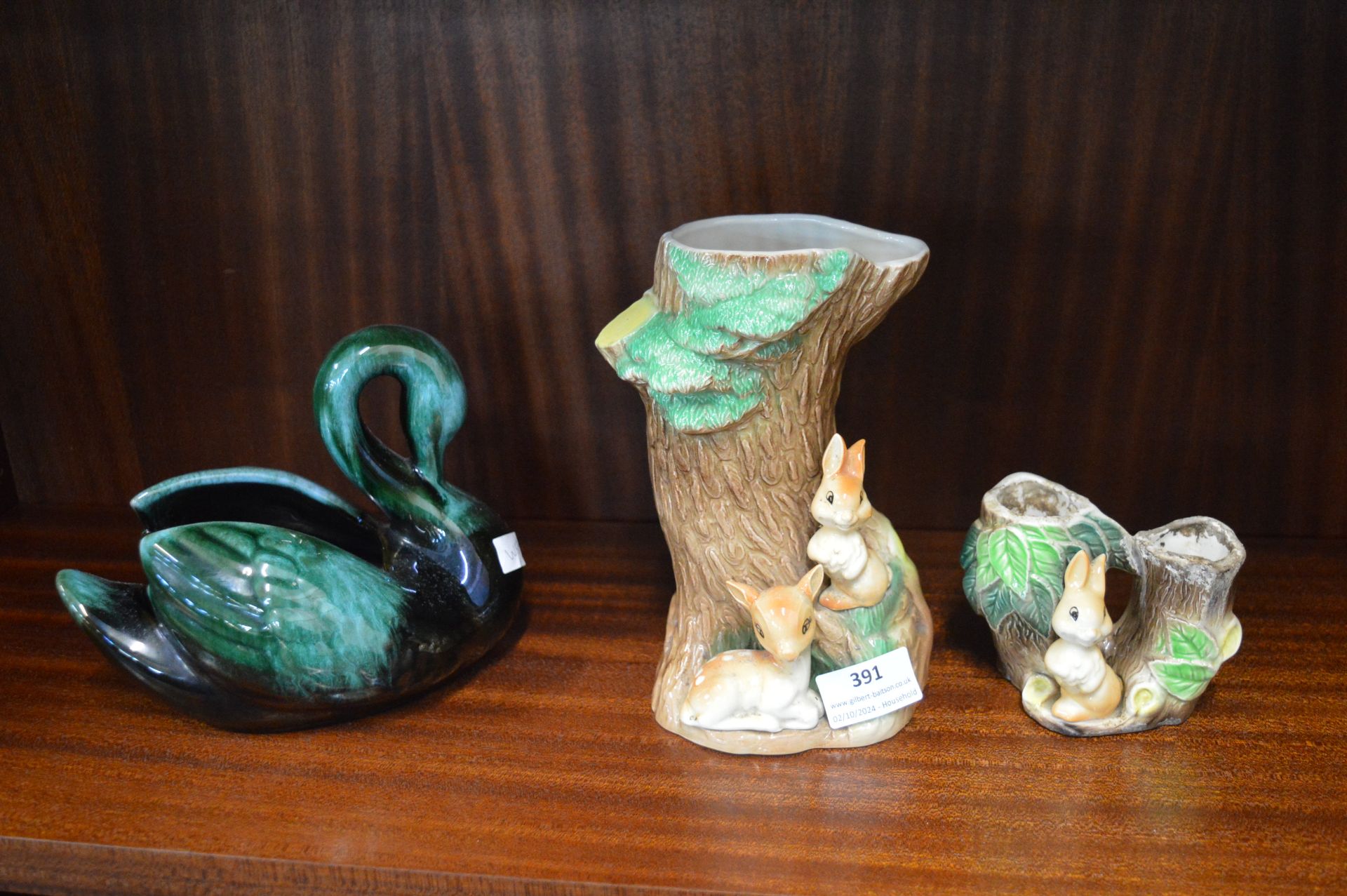 Blue Mountain Swan and Two Hornsea Rabbit Pots