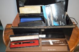 Cashbox Containing Parker Pens and Fountain Pens e