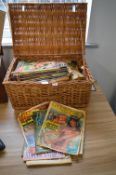 Picnic Basket Containing 1970's magazines