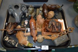 Collectibles Including Carved Wooden Animals, Love