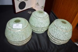 Three 1930's Green Glass Lampshades