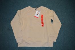 *Mondetta Beige Fleece Crewneck Sweatshirt with Quilted Sleeves Size: M
