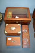 Collection of Wooden Boxes Including One with Glas