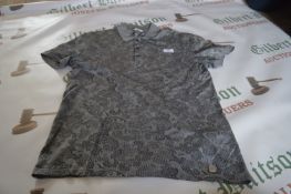 Versace Silver & Black Polo Shirt Size: M