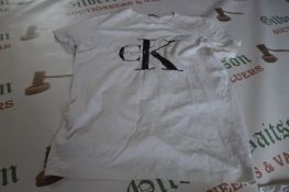 Clavin Klein White T-Shirt Size: M (with hole and staining)