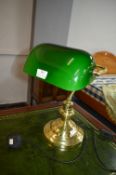 Brass Desk Lamp with Adjustable Green Glass Shade