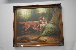 Oil on Canvas Hunting Dog Study signed R. Bateman