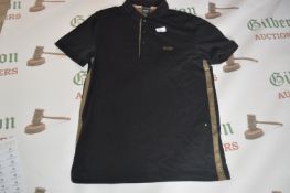 Hugo Boss Slim Fit Black Polo Shirt with Gold Trim Size: M