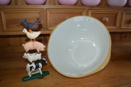 Large T.G. Green Mixing Bowl and a Cast Iron Door