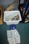 Two Boxes of Glass Including Gems, Mosaic Tiles, e