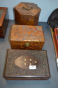 Wooden Squeeze Box, and Two Decorative Wooden Boxe