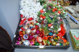 Vintage Christmas Decorations and Artificial Flowe