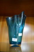 Large Blue Handkerchief Style Vase