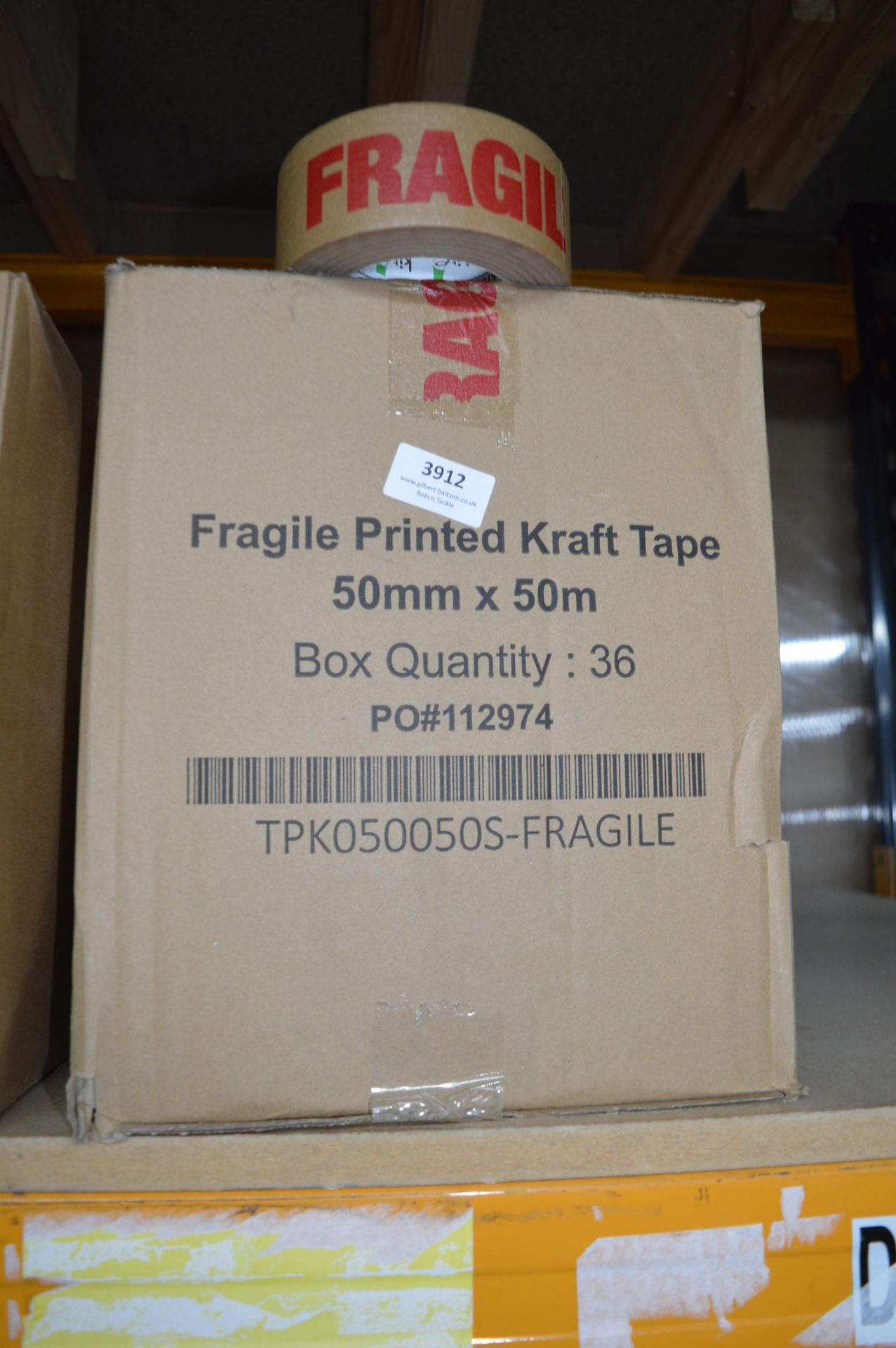 *Box Containing 36 Rolls of 50mm x 50m Fragile Printed Craft Tape