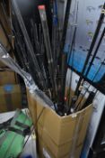 *Contents of Area to Include and Assortment of Fishing Rods, Parts, Repair Poles, etc.