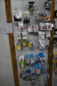 *Contents of Racking to Include Assorted Meat Hooks, Bait Elastic Beads, Sleeves, etc.