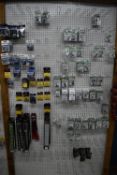 *Contents of Racking to Include Assorted Bait Holders, Split Rings, Swivels, etc. (All Mustad & Icon