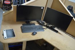 *Awow Computer Terminal with Two BenQ Monitors, Cordless Keyboard & Mouse