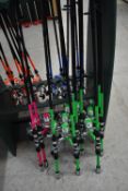*Eight Green and Two Pink Starter Fishing Rods
